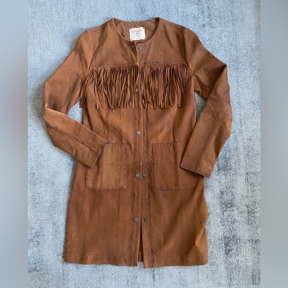 [SELL or TRADE] NWOT Cotélac Leather Fringe Coat size XS - Picture 1 of 6